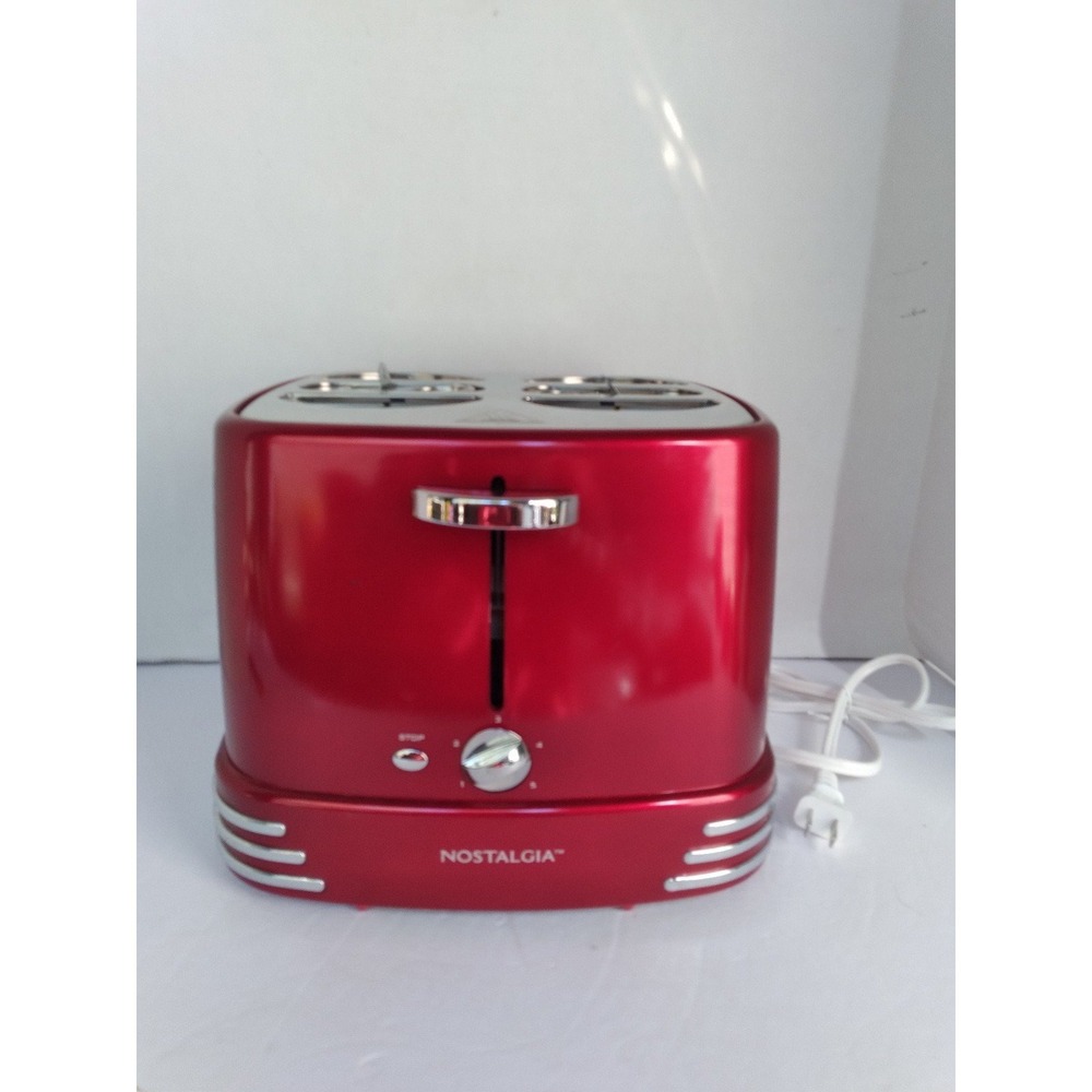 Nostalgia‎ Retro series 4-slot pop-up hot dog and burn toaster  Red
